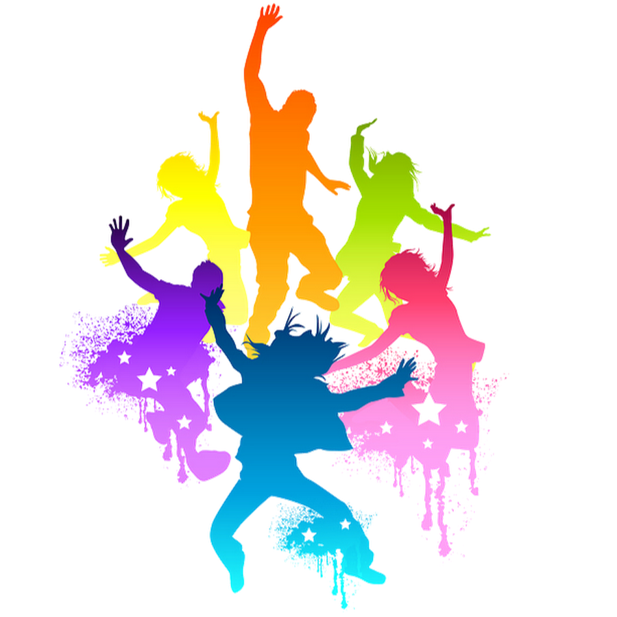 Эмблема дня молодежи. Цветные силуэты людей. Силуэты детей цветные. Цветные силуэты танцоров. Логотип танцевального коллектива.